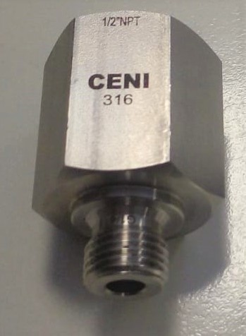 ADAPTADOR MANOMETROS CENI 1/2 NPT Hembra a  1/4 NPT Macho